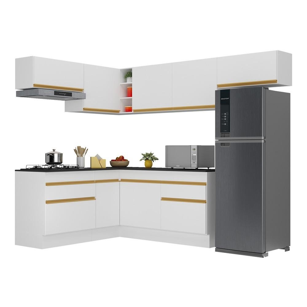 Armario de Cozinha Completa de Canto com Rodape Veneza Multimoveis V2104