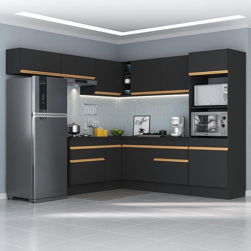 Armario de Cozinha Completa de Canto com Rodape Veneza Multimoveis V2105