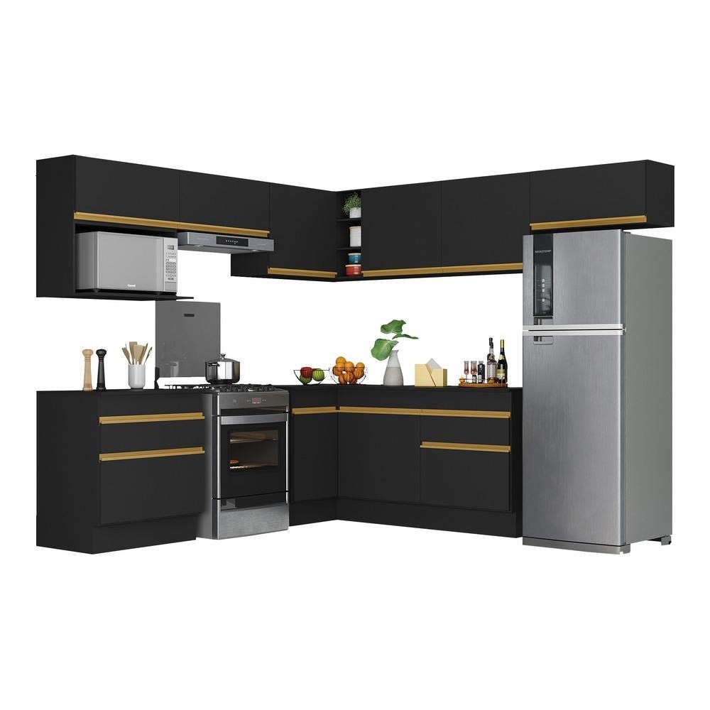 Armario de Cozinha Completa de Canto com Rodape Veneza Multimoveis V2106