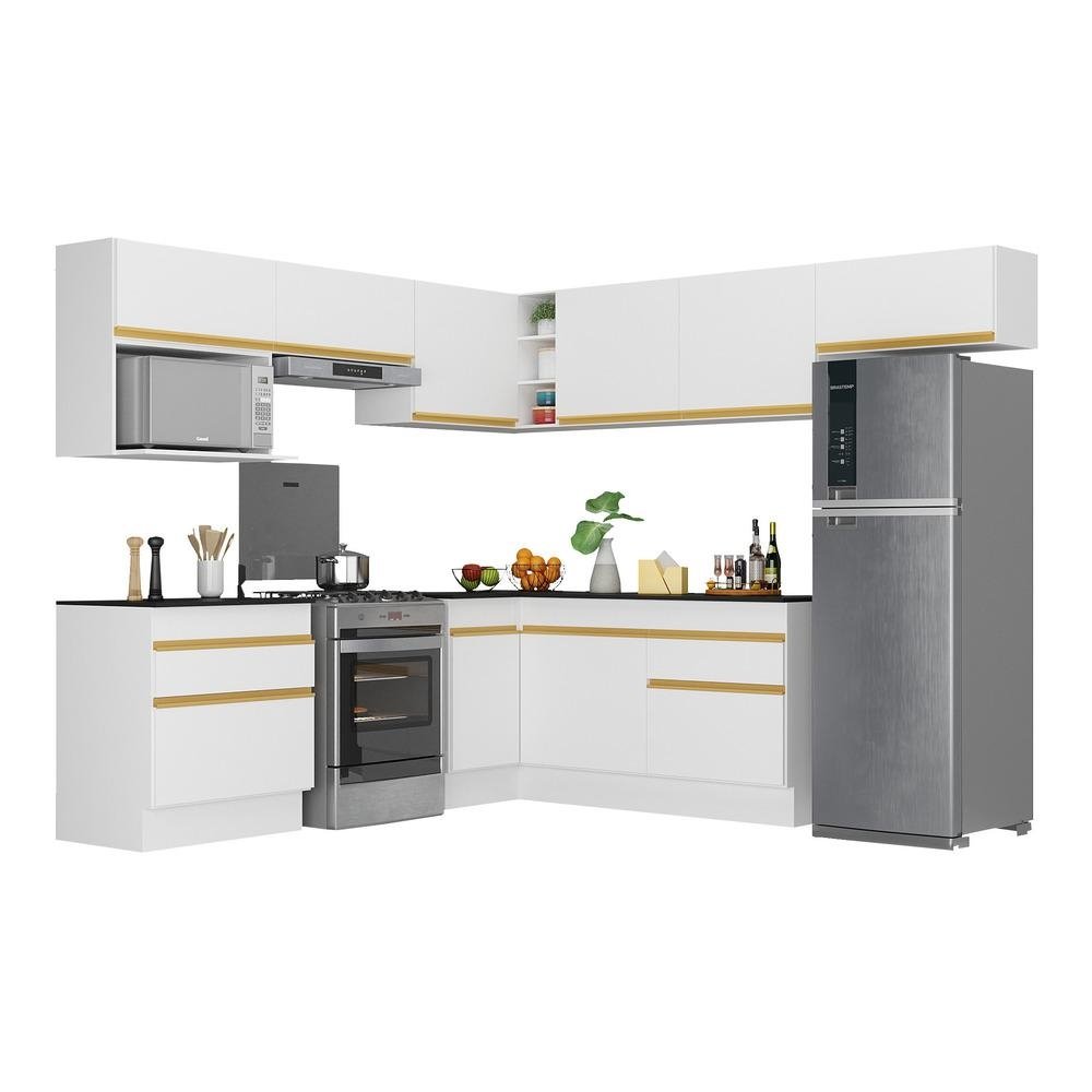 Armario de Cozinha Completa de Canto com Rodape Veneza Multimoveis V2106