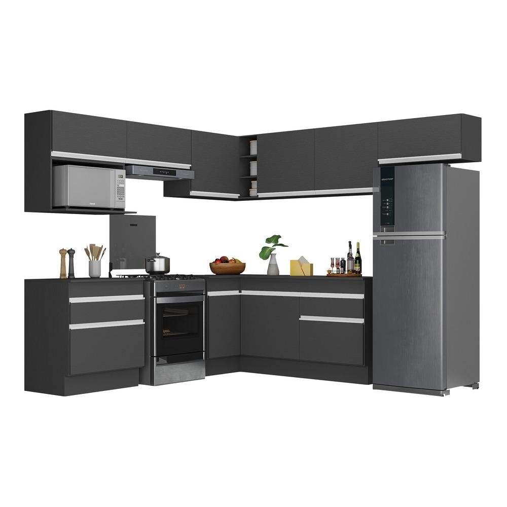 Armario de Cozinha Completa de Canto com Rodape Veneza Multimoveis V2106