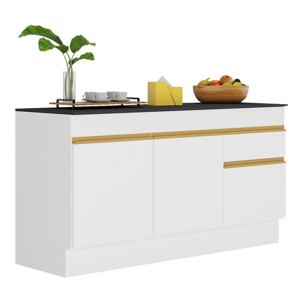 Balcao Cozinha Gabinete Pia 150cm com Rodape 3 Portas 1 Gaveta Veneza Multimoveis V2107