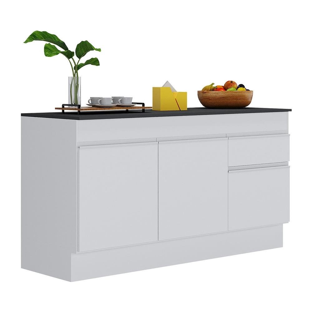 Balcao Cozinha Gabinete Pia 150cm com Rodape 3 Portas 1 Gaveta Veneza Multimoveis V2107