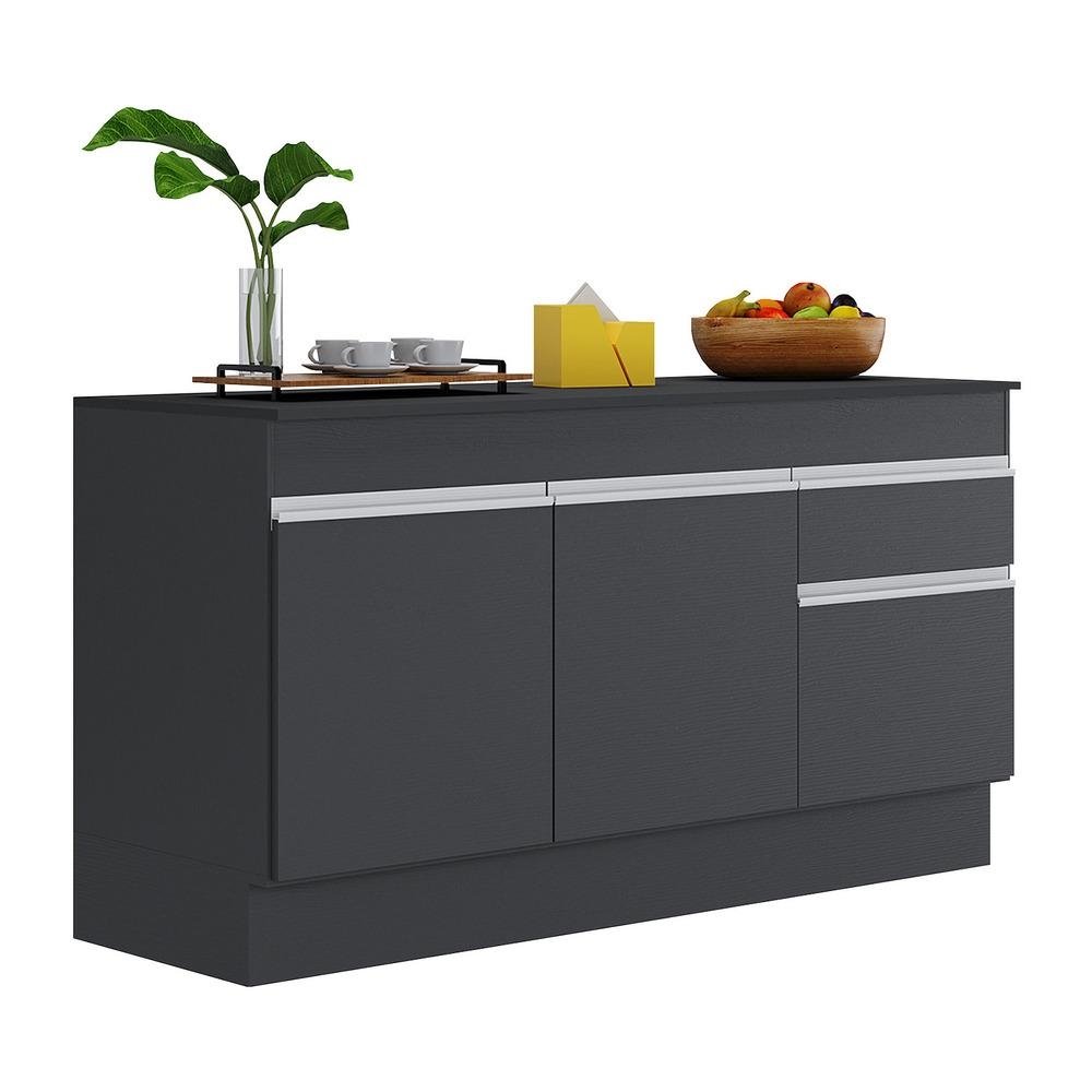 Balcao Cozinha Gabinete Pia 150cm com Rodape 3 Portas 1 Gaveta Veneza Multimoveis V2107