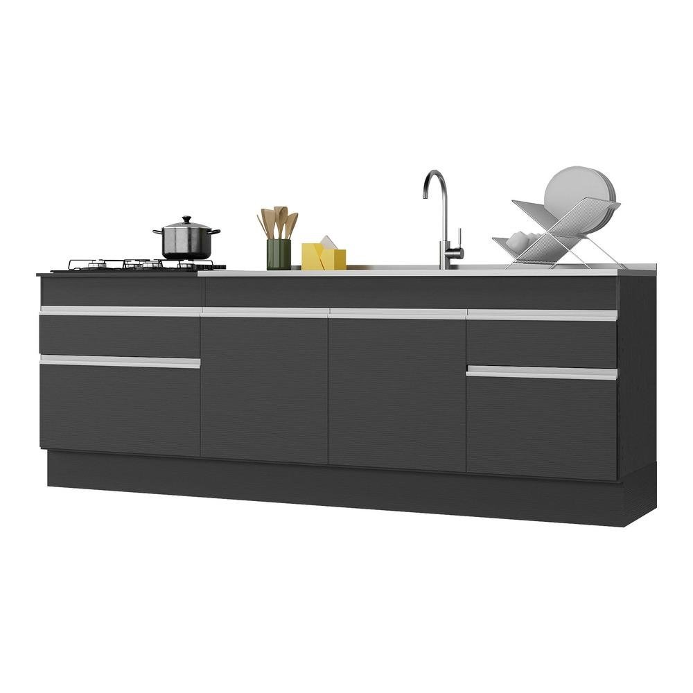 Kit com 2 Balcoes de Cozinha 150cm e 70cm com Rodape Veneza Multimoveis V2108