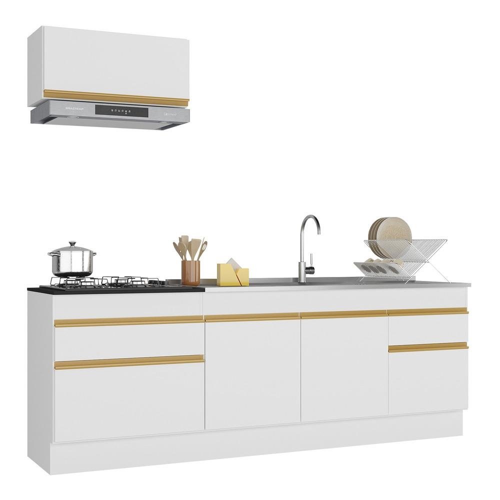 Armario de Cozinha Compacta 220cm com Rodape Veneza Multimoveis V2109