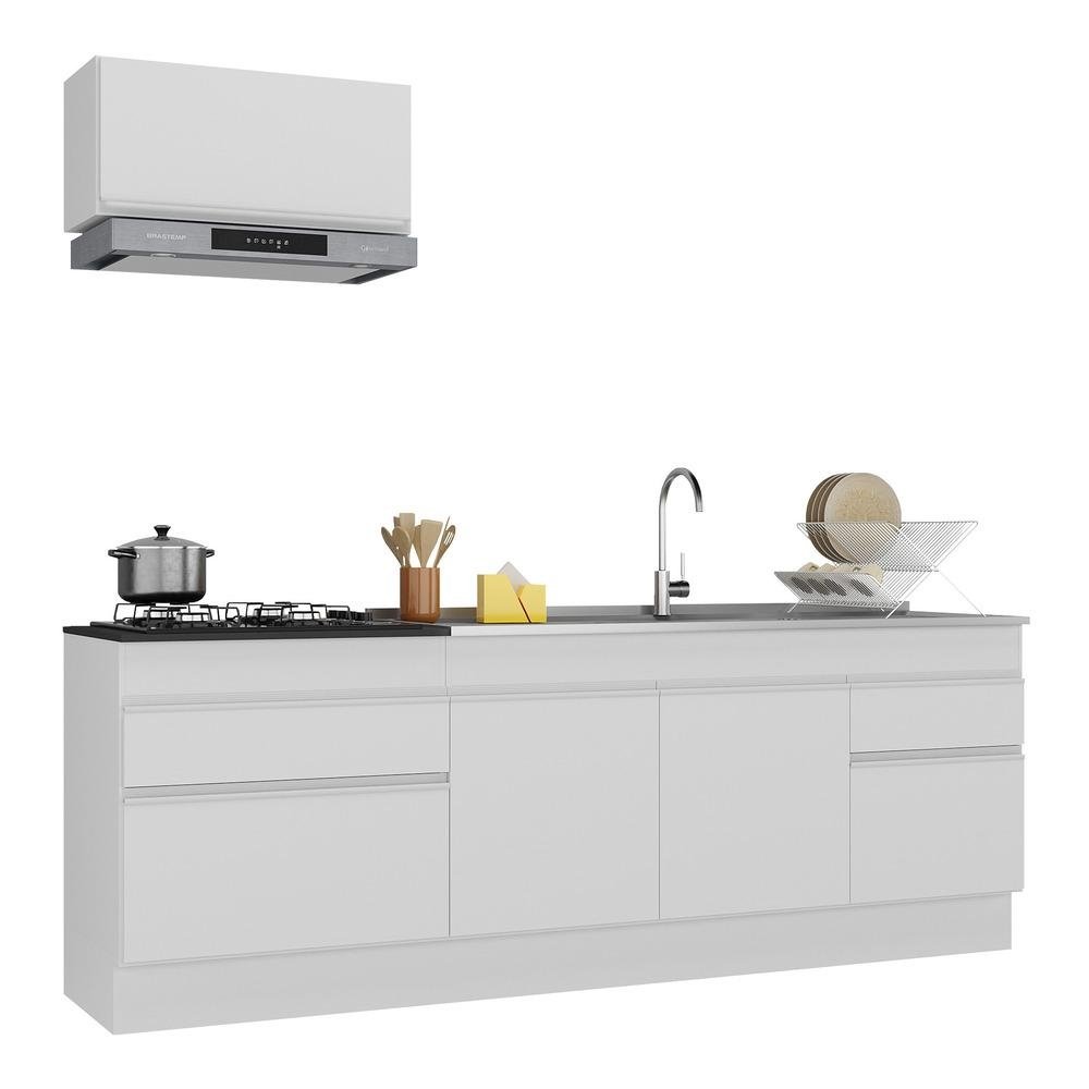 Armario de Cozinha Compacta 220cm com Rodape Veneza Multimoveis V2109