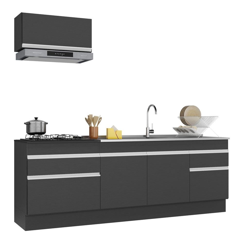 Armario de Cozinha Compacta 220cm com Rodape Veneza Multimoveis V2109