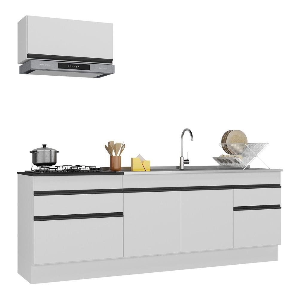 Armario de Cozinha Compacta 220cm com Rodape Veneza Multimoveis V2109