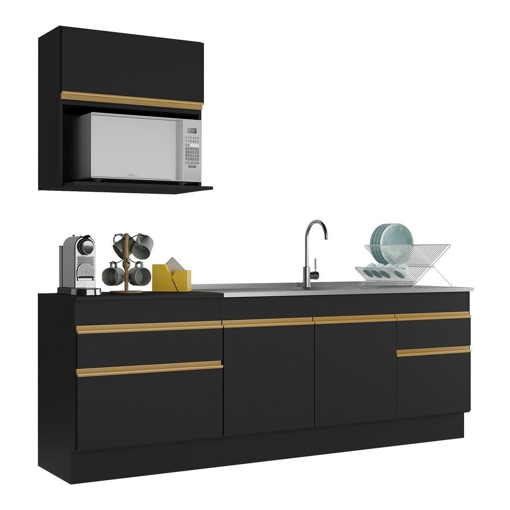 Armario de Cozinha Compacta 220cm com Rodape Veneza Multimoveis V2110