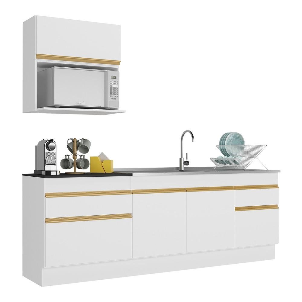 Armario de Cozinha Compacta 220cm com Rodape Veneza Multimoveis V2110