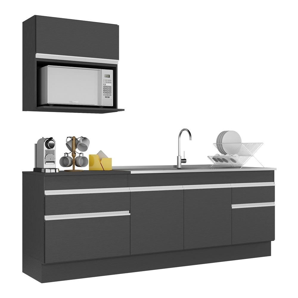 Armario de Cozinha Compacta 220cm com Rodape Veneza Multimoveis V2110