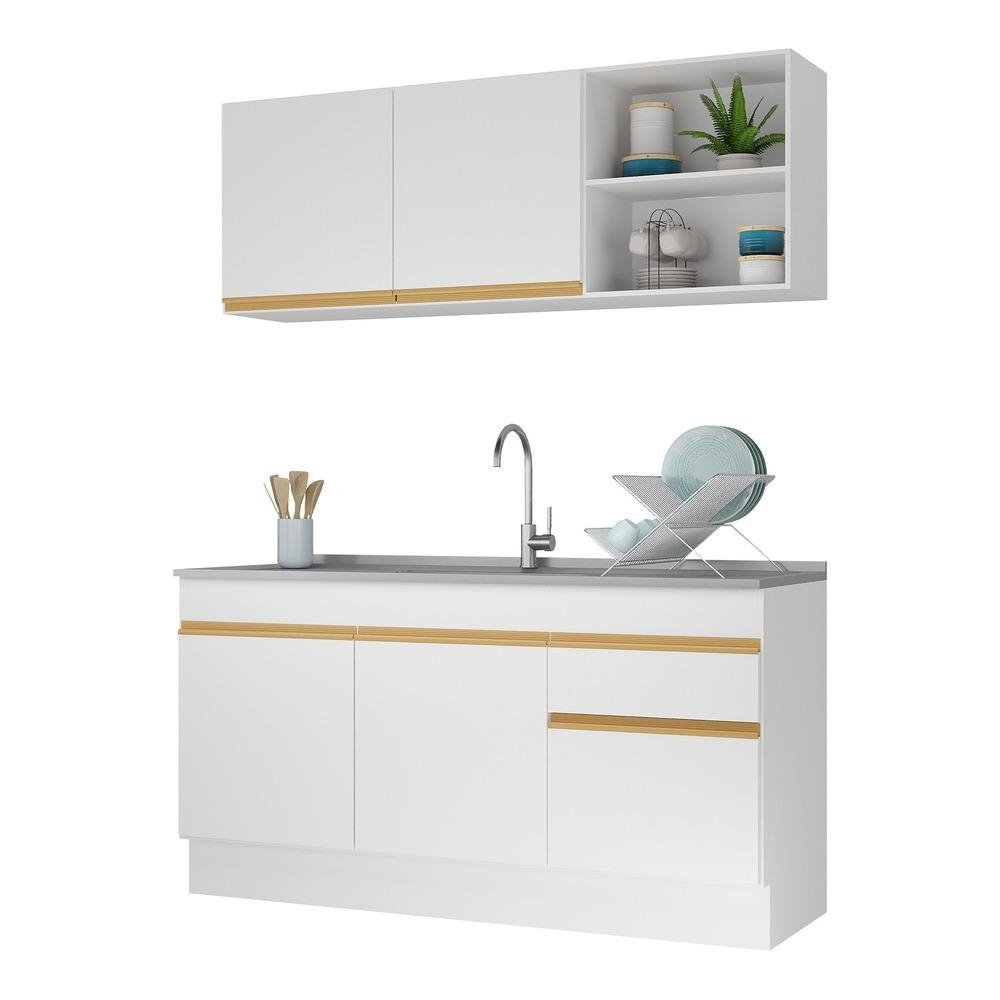 Armario de Cozinha Compacta 150cm com Rodape Veneza Multimoveis V2114
