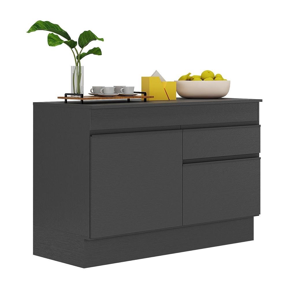 Balcao Cozinha 120cm com Rodape 2 Portas 1 Gaveta Veneza Multimoveis V2117