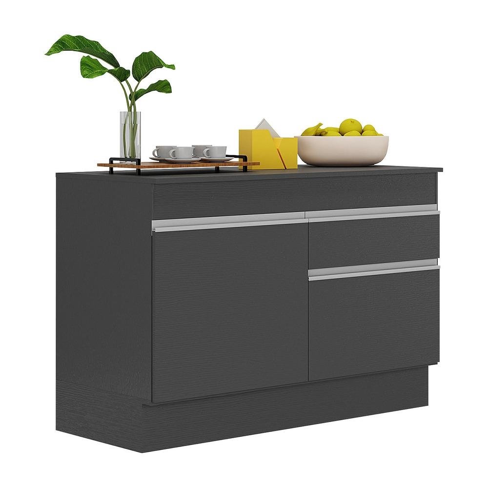 Balcao Cozinha 120cm com Rodape 2 Portas 1 Gaveta Veneza Multimoveis V2117