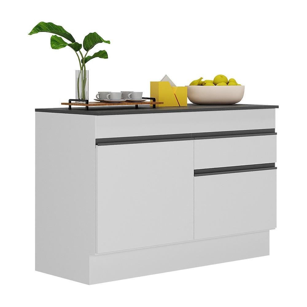 Balcao Cozinha 120cm com Rodape 2 Portas 1 Gaveta Veneza Multimoveis V2117