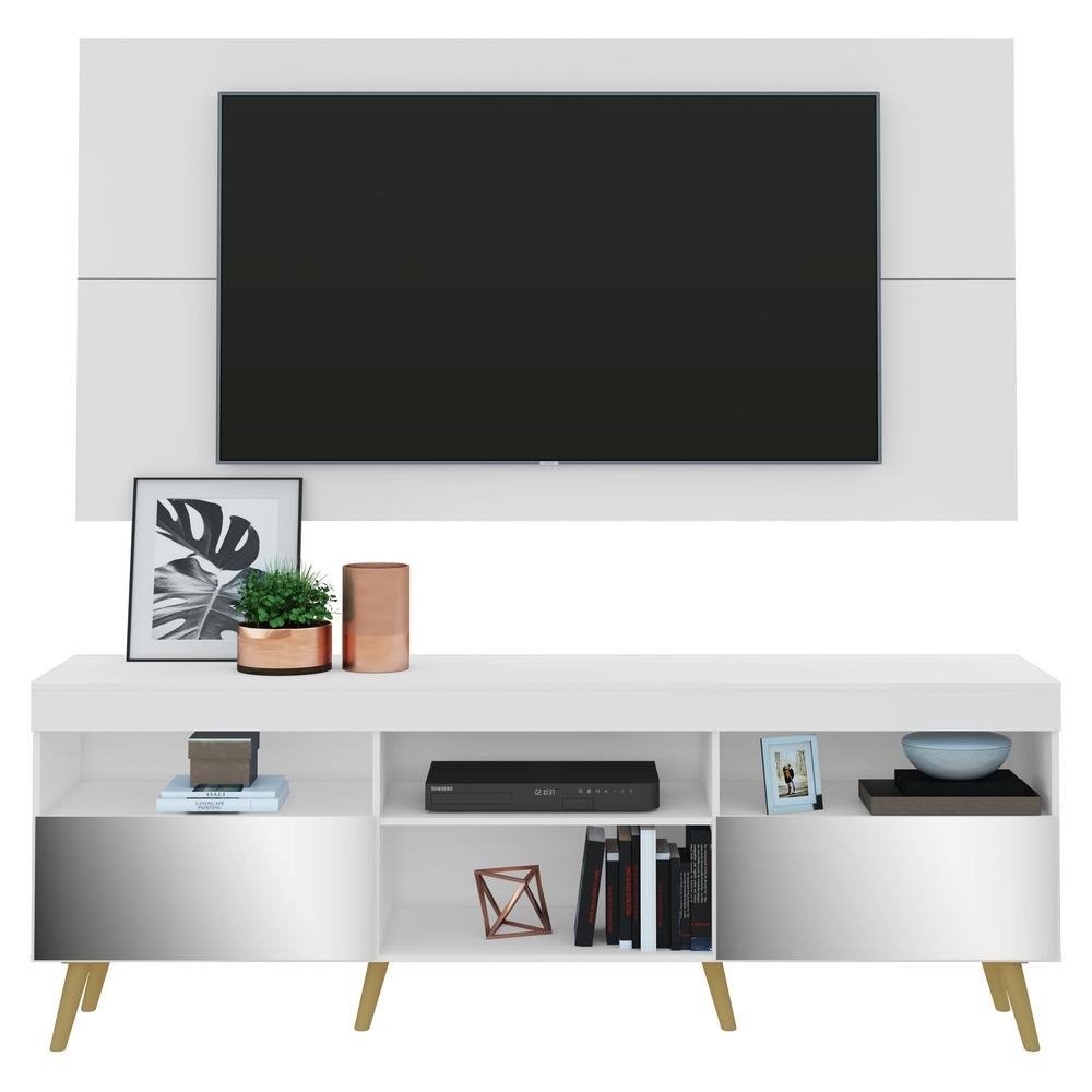Rack com Painel TV 65" Retro com Espelho Florida Multimoveis V3138