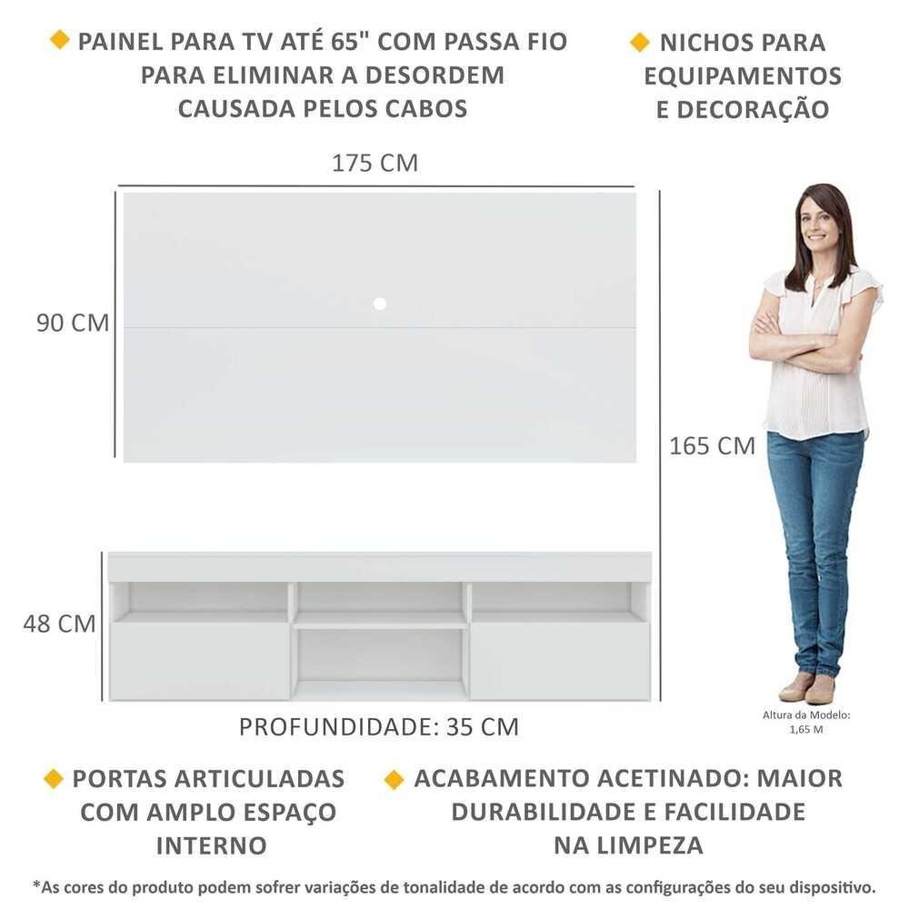Rack com Painel TV 65" com 2 portas Londres Multimoveis V3334