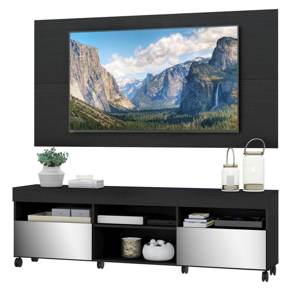 Rack com Painel TV 65" com Rodizios e Espelho Londres Multimoveis V3340