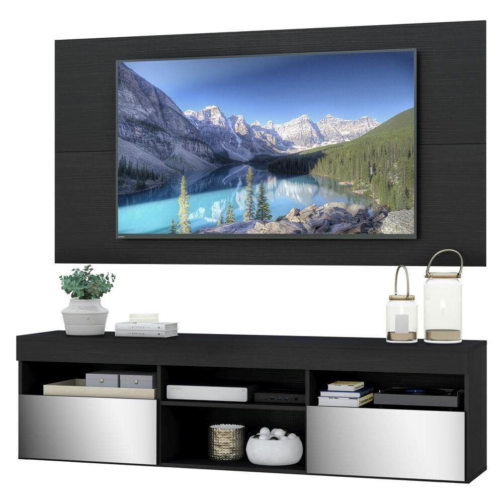 Rack com Painel TV 65" Suspenso com Espelho Londres Multimoveis V3341