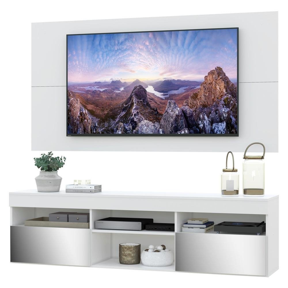 Rack com Painel TV 65" Suspenso com Espelho Londres Multimoveis V3341