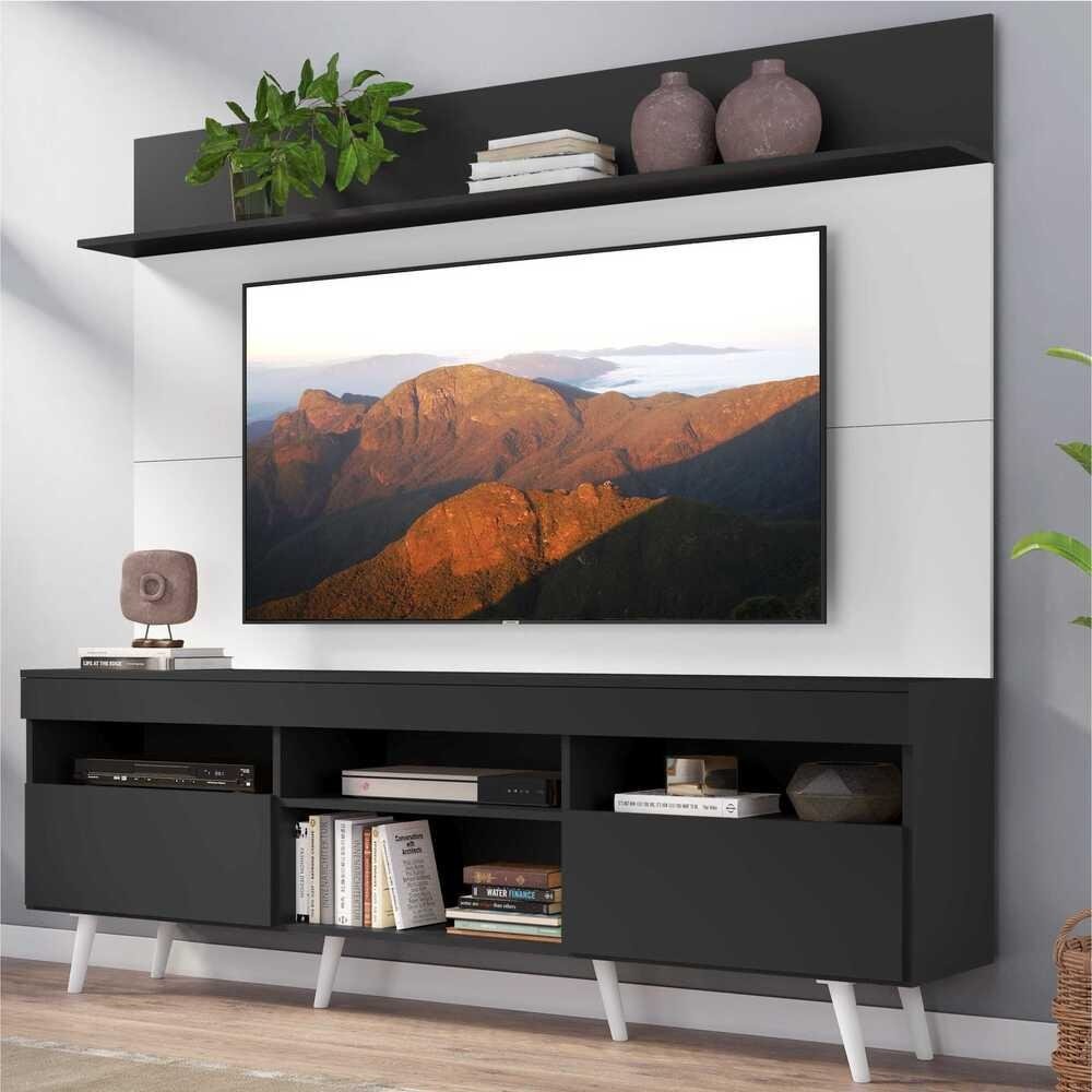 Rack Retro com Painel e Suporte TV 65" Madri Multimoveis V3374