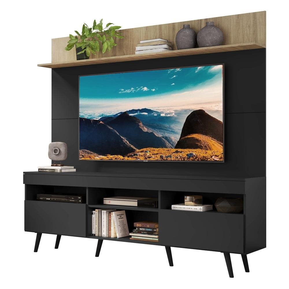 Rack Retro com Painel e Suporte TV 65" Madri Multimoveis V3374