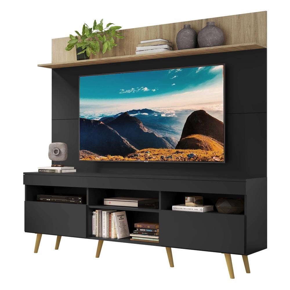 Rack Retro com Painel e Suporte TV 65" Madri Multimoveis V3374