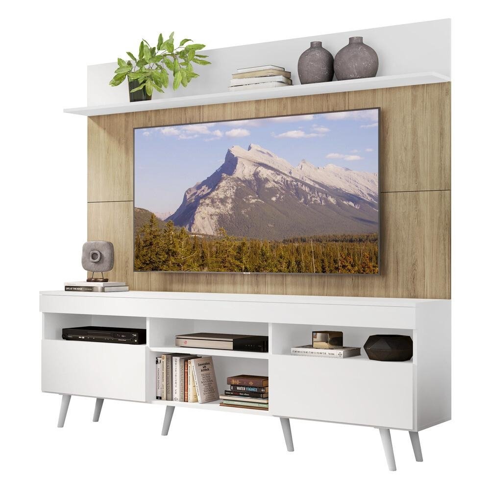 Rack Retro com Painel e Suporte TV 65" Madri Multimoveis V3374