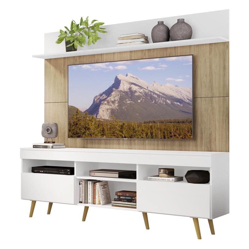 Rack Retro com Painel e Suporte TV 65" Madri Multimoveis V3374