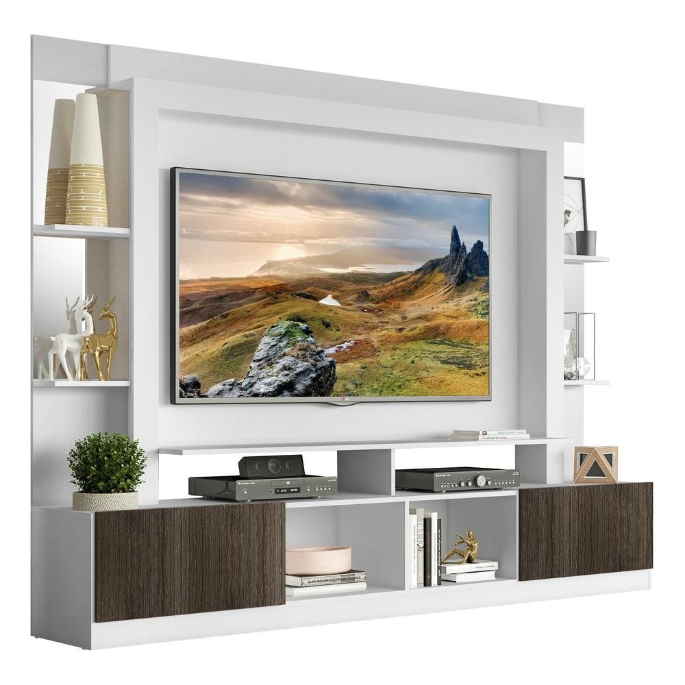 Estante com Suporte TV 65" Prateleiras c/ Espelho Oslo Multimoveis V3385