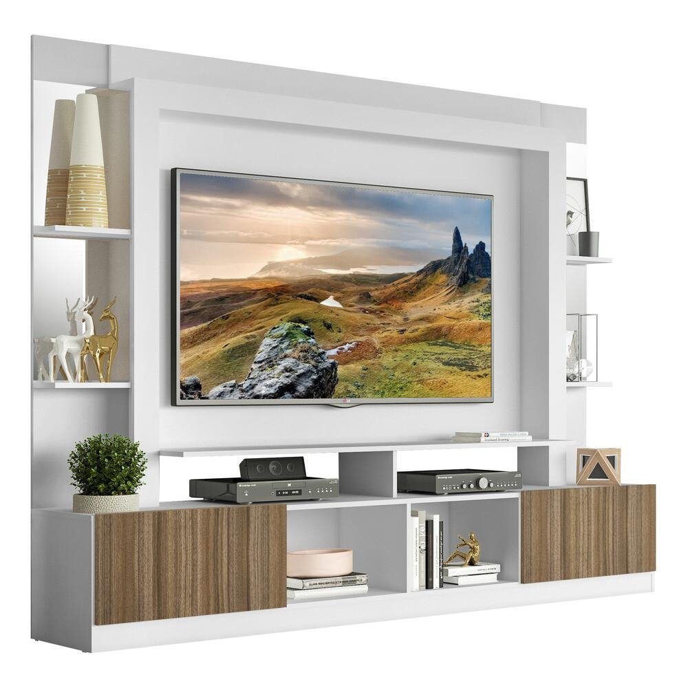 Estante com Suporte TV 65" Prateleiras c/ Espelho Oslo Multimoveis V3385