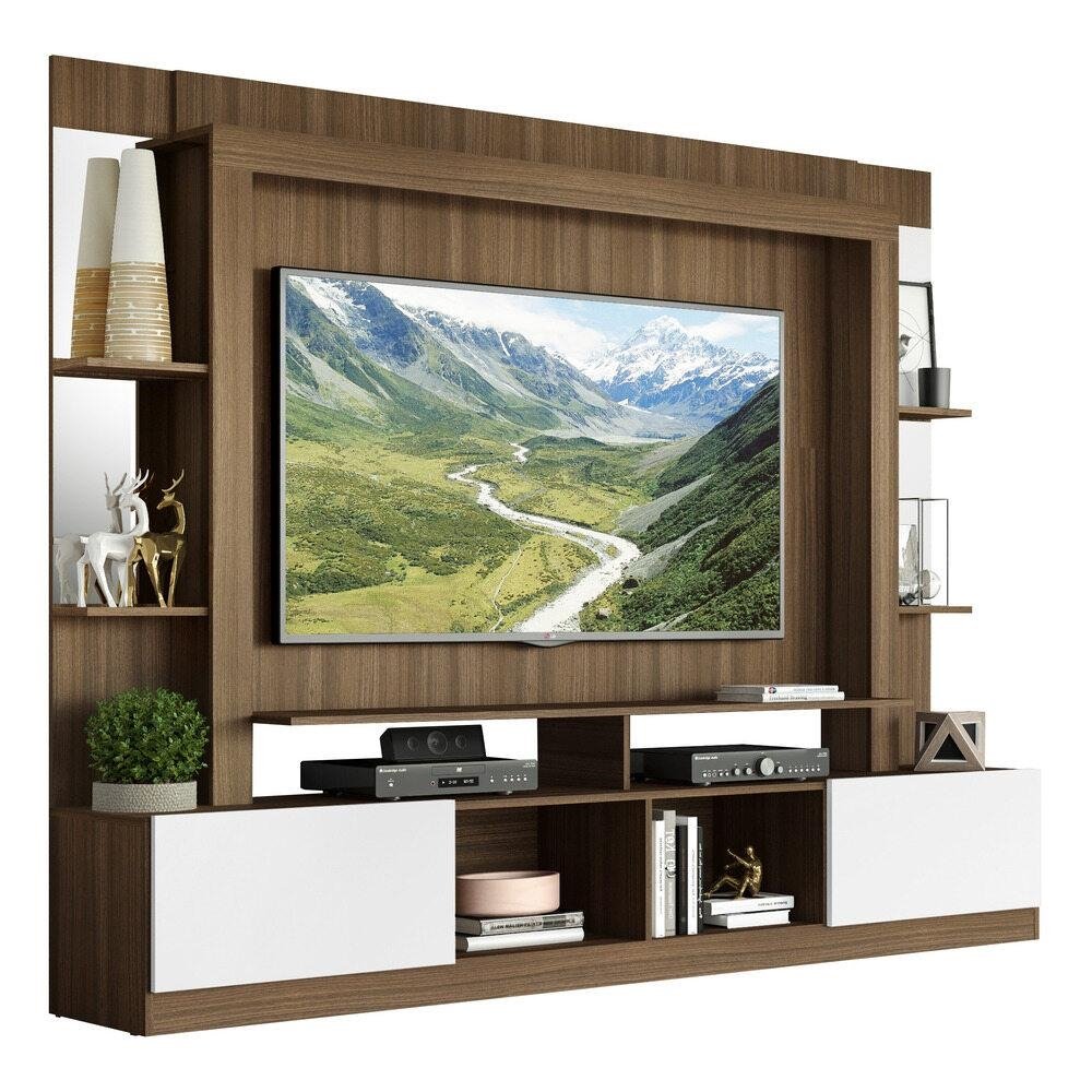 Estante com Suporte TV 65" Prateleiras c/ Espelho Oslo Multimoveis V3385