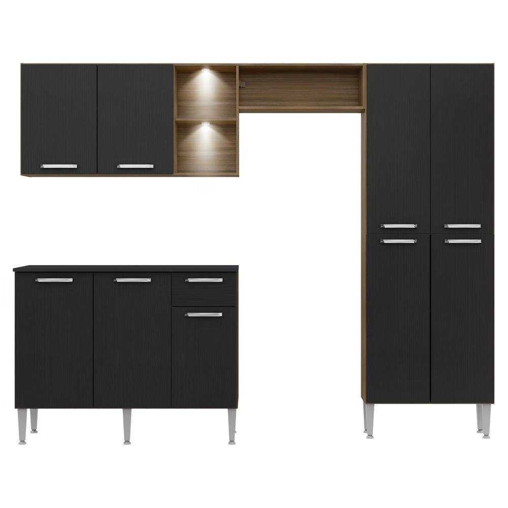 Armario de Cozinha Compacta c/ 2 Leds 3 pcs Pequim Multimoveis V3412