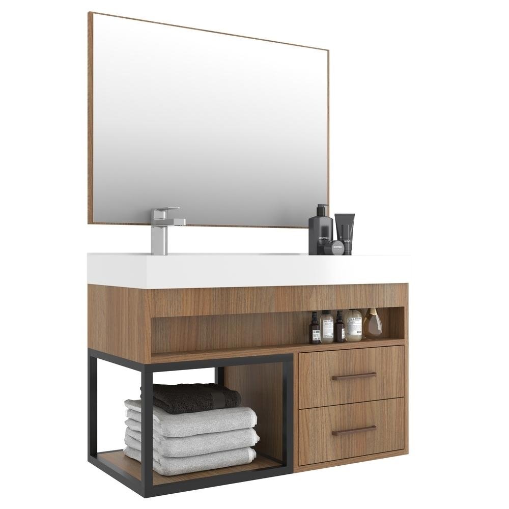 Gabinete Banheiro com Espelheira 80cm Multimoveis VCR10071
