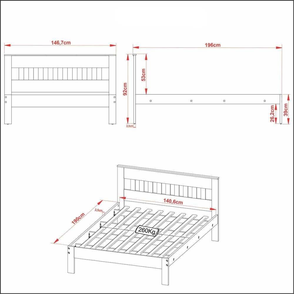 Cama de Casal para Colchao 138 x 188 cm Multimoveis VCR35011