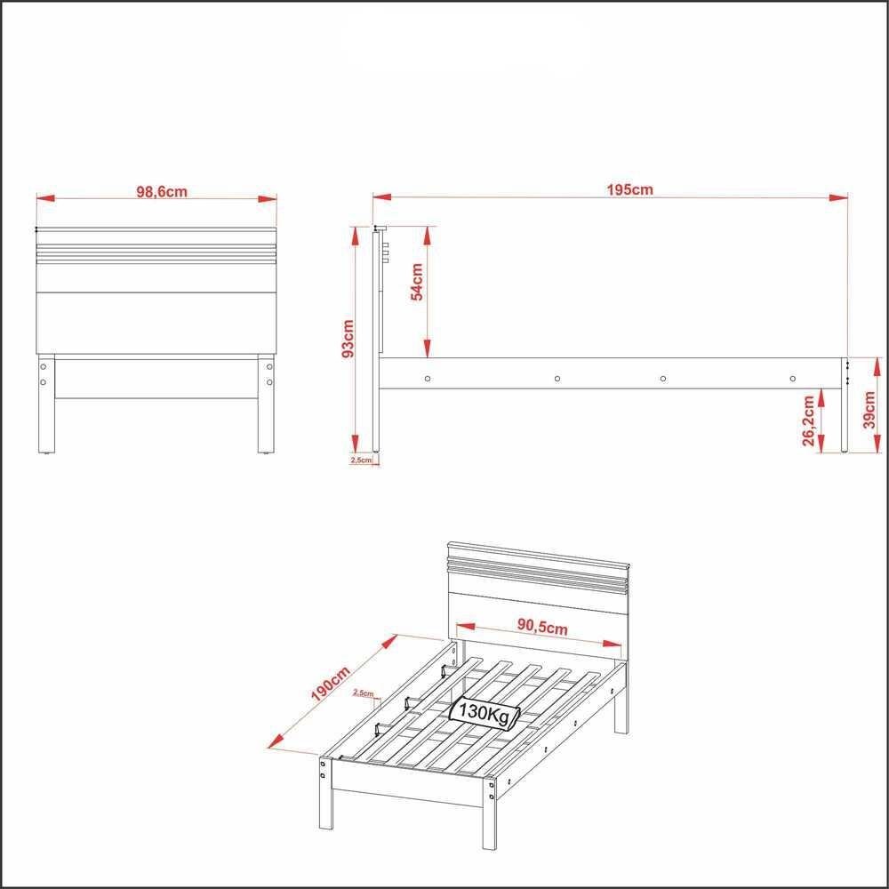 Cama de Solteiro para Colchao 88 x 188cm Multimoveis VCR35014