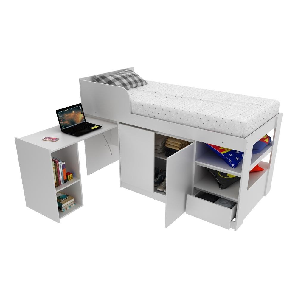 Cama Solteiro com Escrivaninha para Colchao 88 x 188cm Multimoveis VCR35067