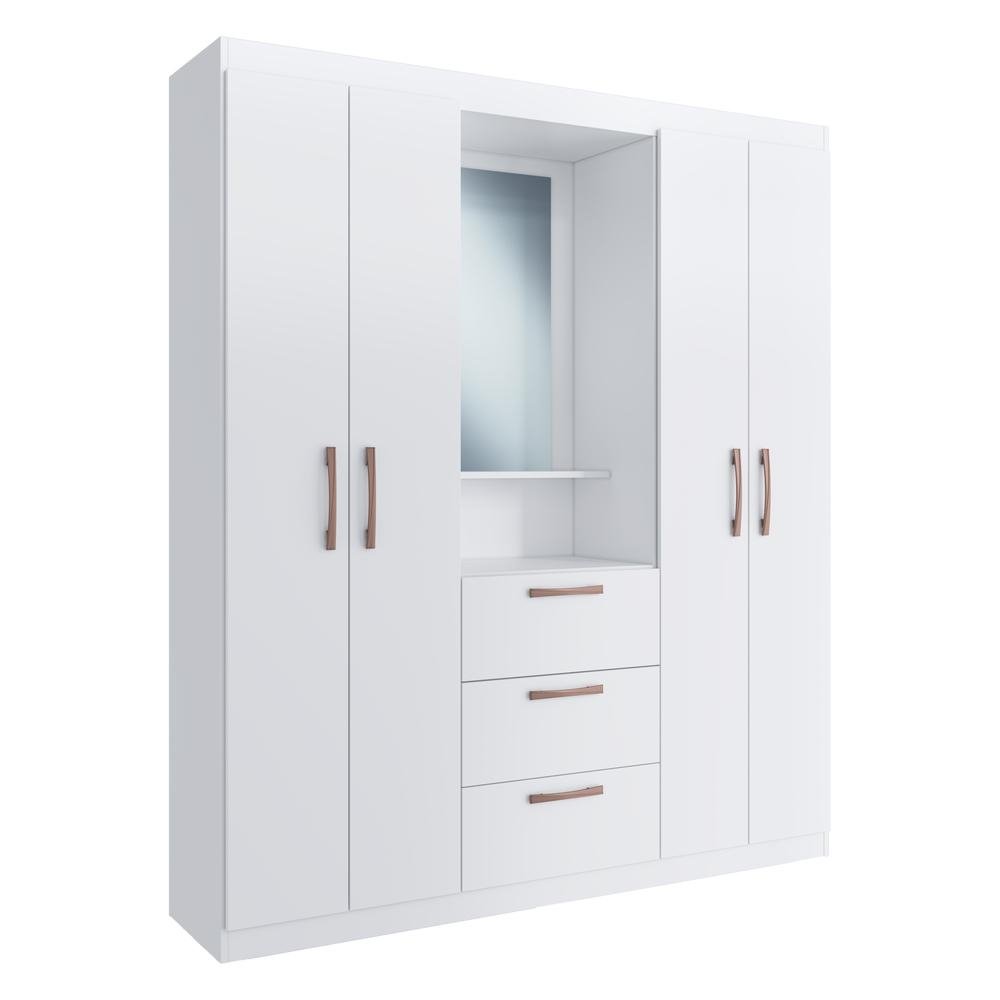 Guarda-Roupa com Espelho 4 Portas 3 Gavetas Siena Multimoveis VCR4151