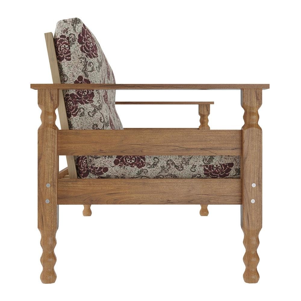 Jogo Sofa Madeira Macica 3 Lugares e 2 Poltronas Liz Multimoveis VCR7001