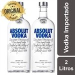 Kit Vodka Importada Absolut Natural 1000ml - 2 Unidades