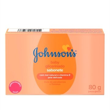 Sabonete Johnson & Johnson Baby Glicerinado com Mel e Vitamina E 80g - Embalagem com 6 Unidades