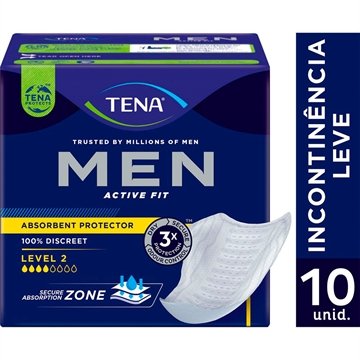 Absorvente Protetor Tena Men Discreet Protection Level 2 - Embalagem com 10 Unidades