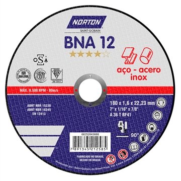 Disco de Corte Norton 7P BNA12 180X1,6X22,23mm Azul - Embalagem com 25 Unidades