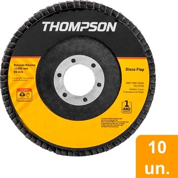 Disco Flap Thompson 4.1/2P G50 - Embalagem com 10 Unidades