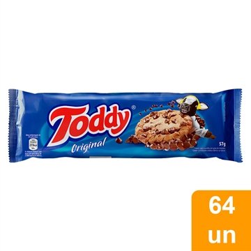 Biscoito Toddy Cookies Baunilha com Gotas de Chocolate 57g Embalagem com 64 Unidades