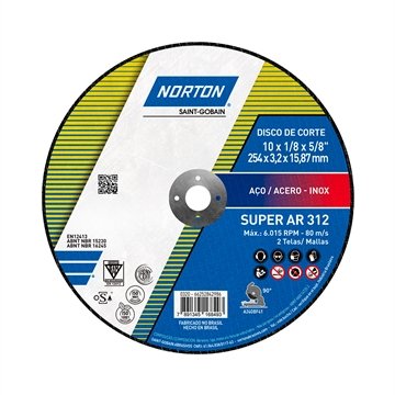 Disco de Corte Norton 10P AR312 250X3,2X15,9MM Super - Embalagem com 10 Unidades
