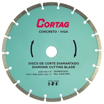 Disco Diamantado Cortag Segmentado Concreto/Viga 230mm