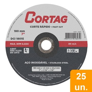 Disco Corte Cortag Inox 178mm 7 x 1.6mm 1/6 x 22,22mm 7/8