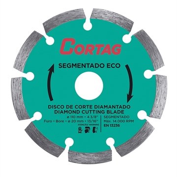 Disco Diamantado Cortag Segmentado Eco 110mm x 20mm